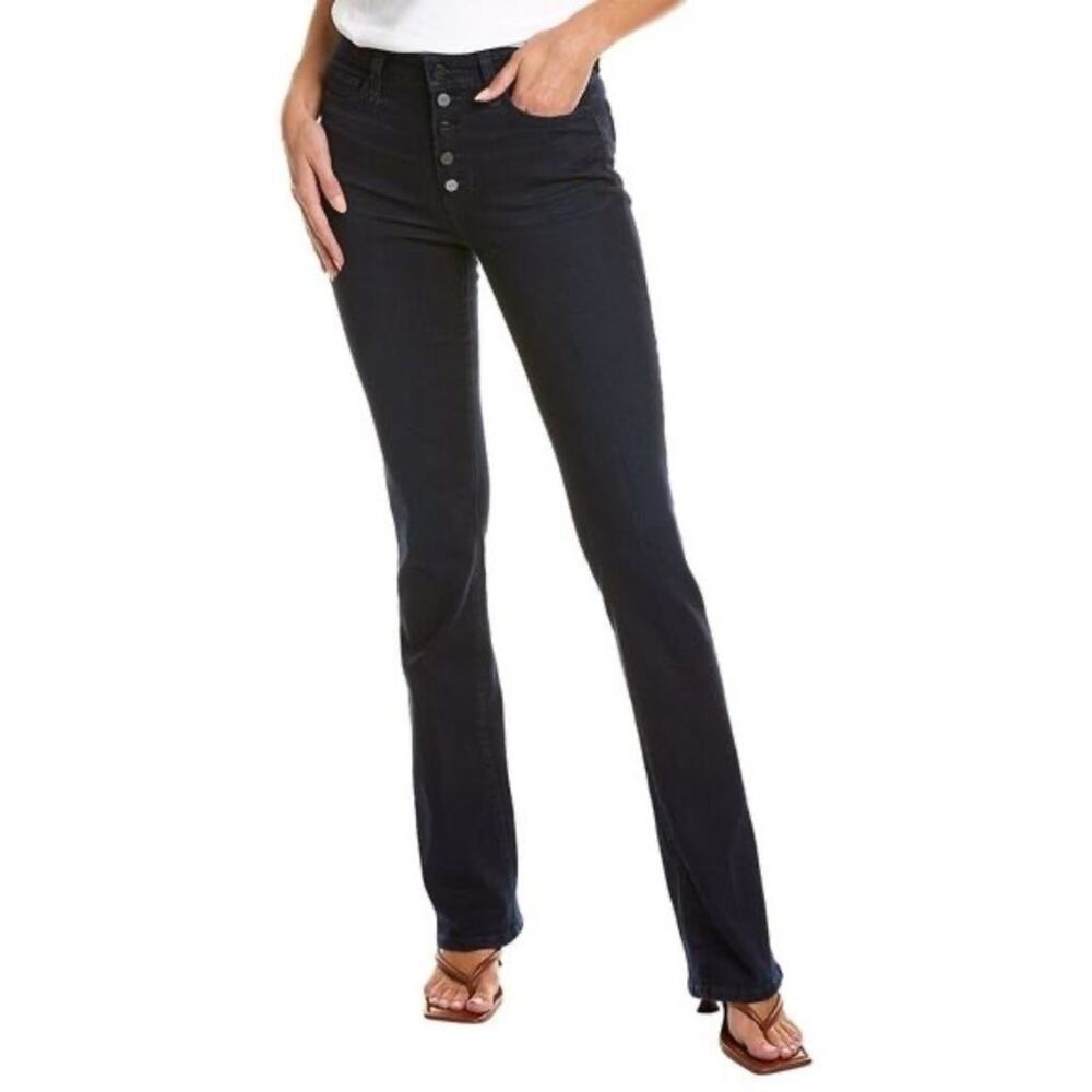Paige Hourglass Moody High-Rise Bootcut Exposed Button Fly Jean Dark Blue 34